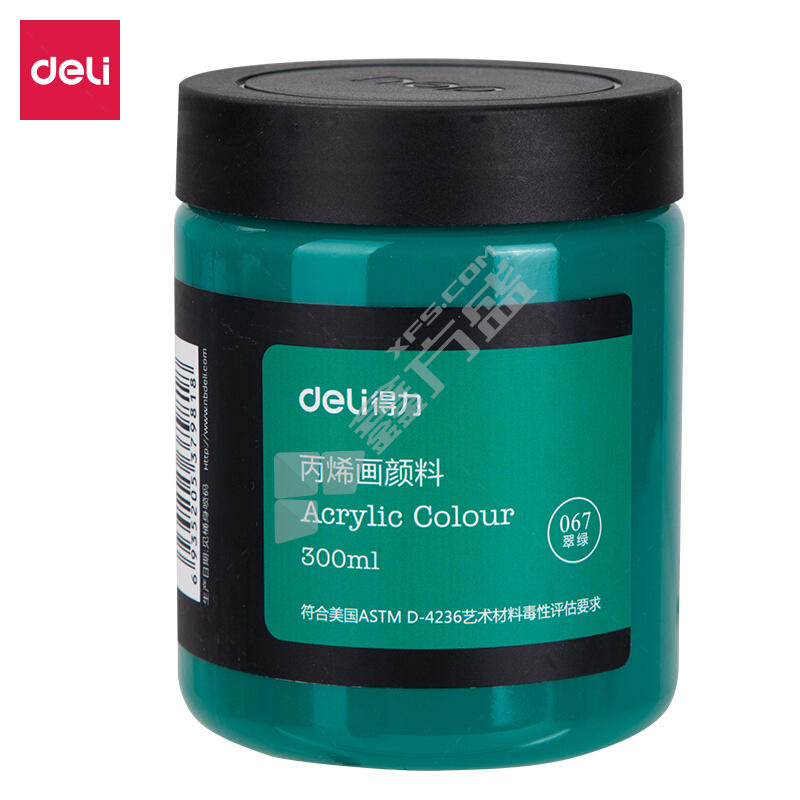 得力deli 73875丙烯颜料 73875 300ml 翠绿色 (单位：瓶)
