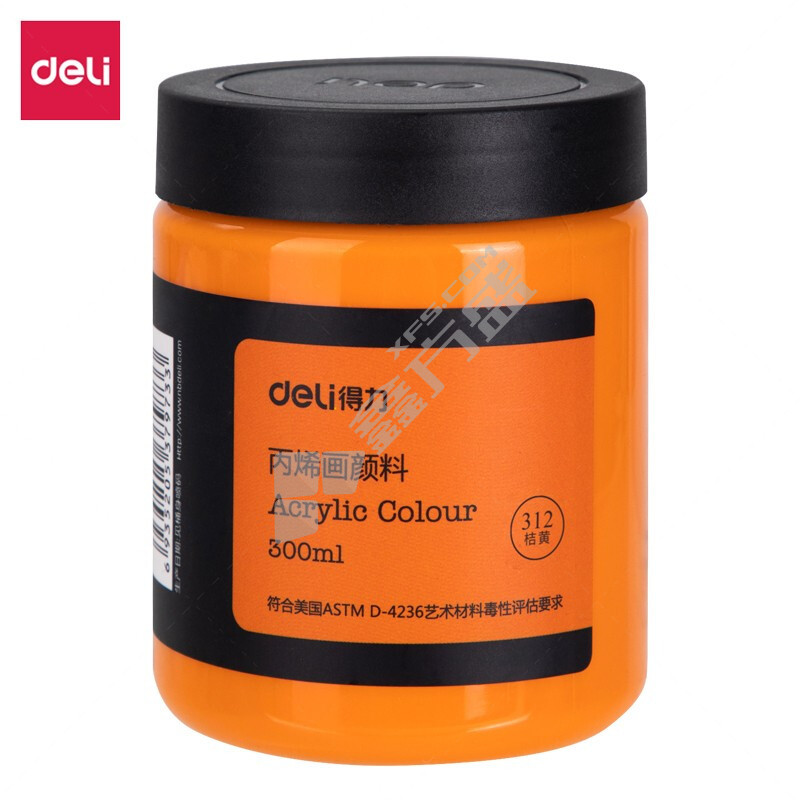 得力deli 73875丙烯颜料 73875 300ml 桔黄色 (单位：瓶)