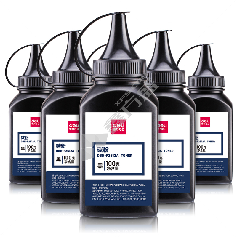 得力 DBH-F2612A-6六瓶装特惠碳粉套装 100g*6 黑色 DBH-F2612A-6