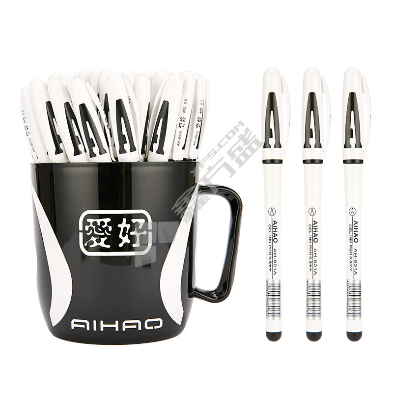 爱好 中性笔 白色 黑色 0.5mm 801A