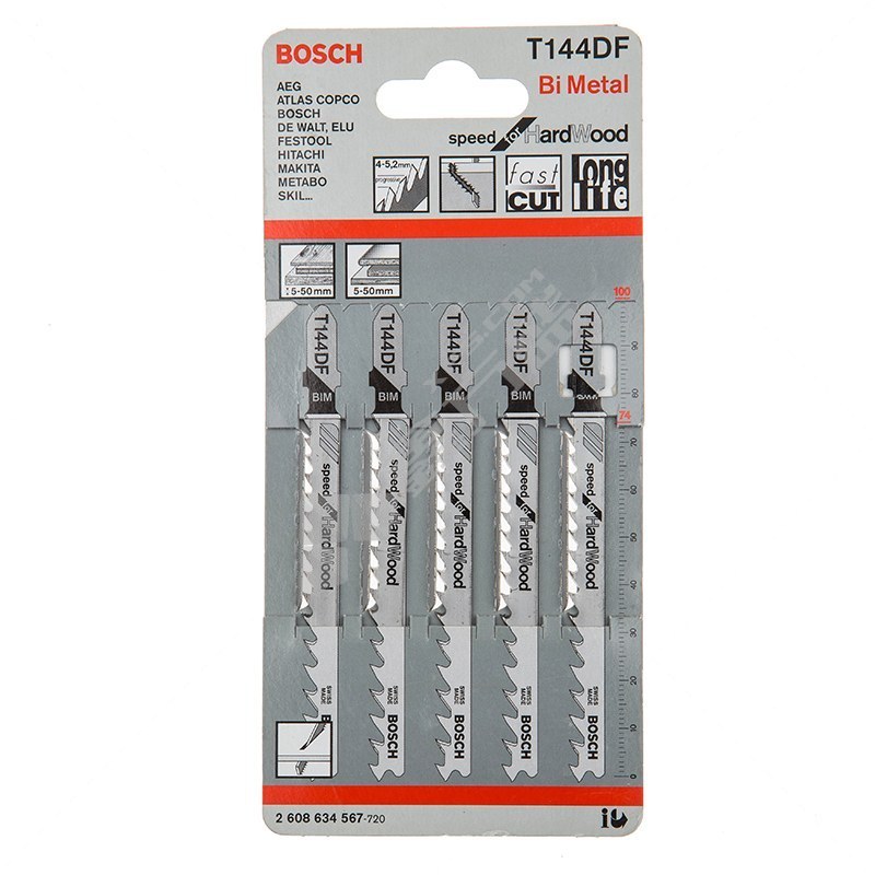 博世 曲线锯条 T144DF 硬木切割速度型 100mm 2608634567