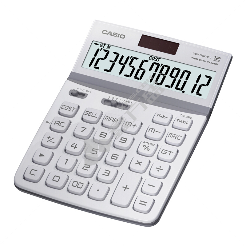 卡西欧 DW-200TW 魅雅系列大型计算器 12位 不支持语音功能 莹雪白