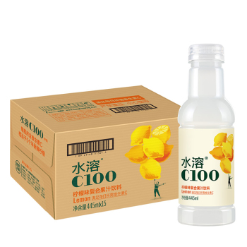 农夫山泉 水溶C100柠檬汁 445ml 柠檬味 15瓶/箱