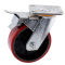 海斯迪克 HKZL-17 工业重型聚氨酯脚轮 红色铁芯轱辘拖车手推车平板车轮子 6寸万向轮