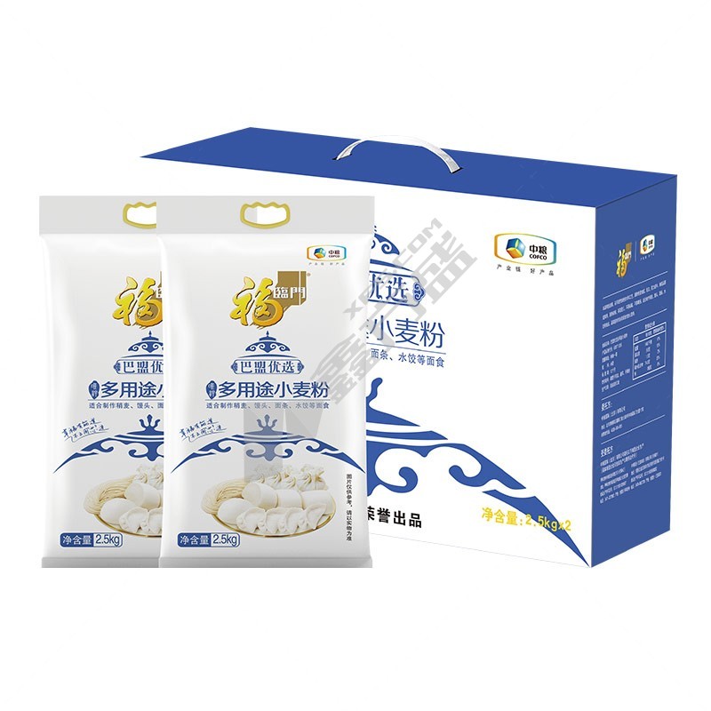 中粮福临门巴盟优选多用途小麦粉 礼盒 净含量：2.5kg*2