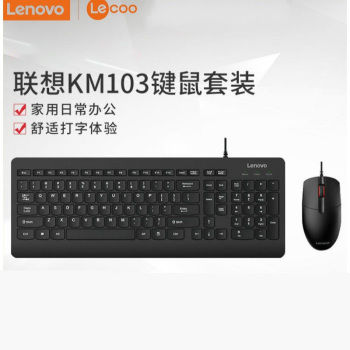 联想Lenovo 黑色有线键鼠套装 黑色 KM103 