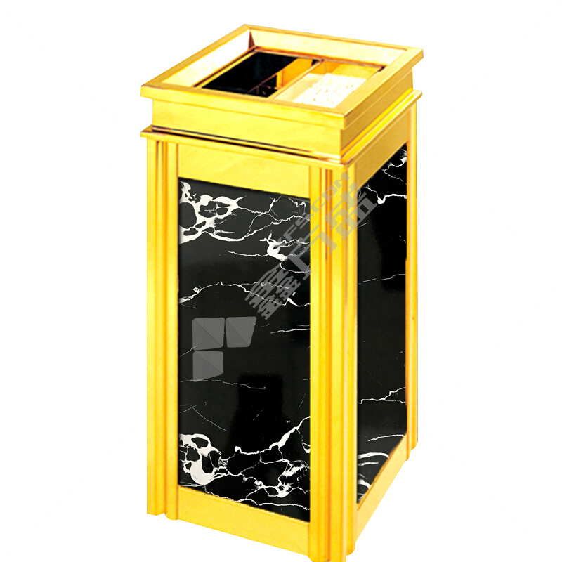 科力邦 不锈钢带烟灰缸垃圾桶 KB1020 上开口 钛金黑白根