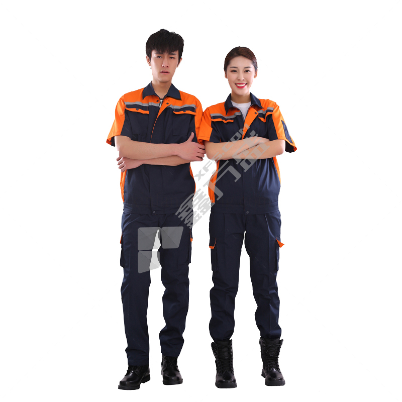 衣路千秋 GZ-148-B 夏季CVC漂棉细斜工作服 GZ-148-B XL 桔红色