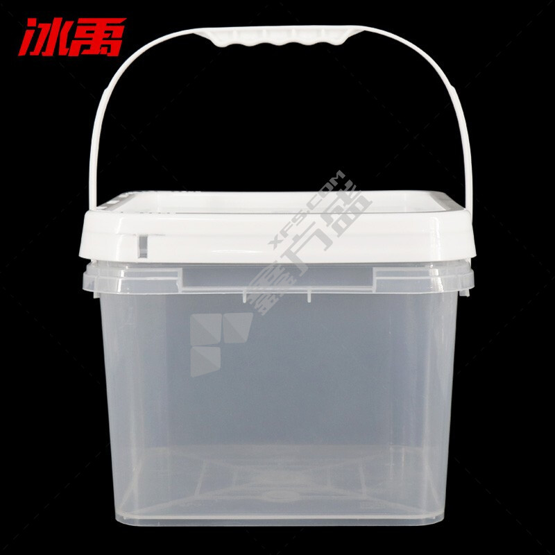 冰禹 BYA-153 透明水桶 塑料桶 8L(方形白盖)带提手