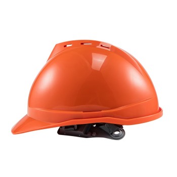 梅思安 ABS带孔豪华型一指键安全帽 配C型下颌带 10146649 V型 透气型 橙色