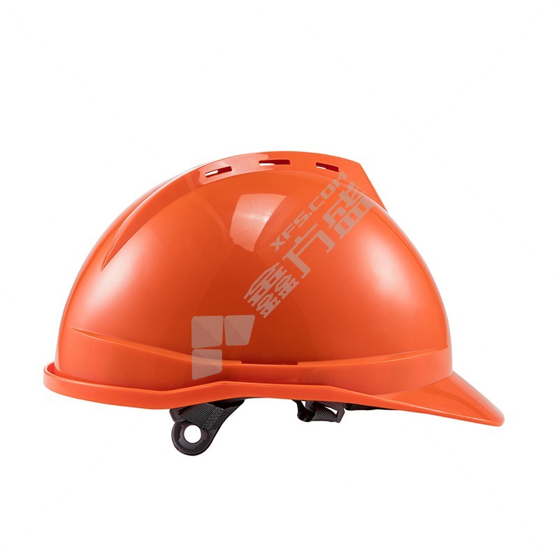 梅思安 ABS带孔豪华型一指键安全帽 配D型下颌带 10179589 V型 透气型 橙色