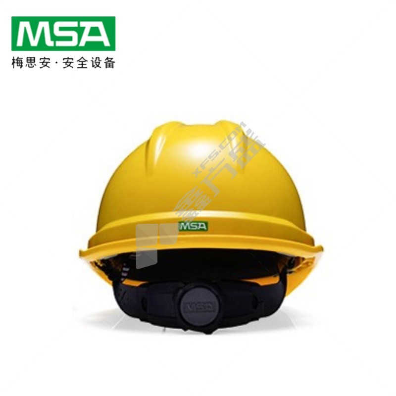 梅思安 ABS带孔豪华型一指键安全帽 配D型下颌带 10179584 V型 透气型 黄色