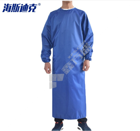 海斯迪克 加厚长袖围裙 防水防油带袖反穿连体罩衣 HKQS-24 中号 长度120cm 深蓝
