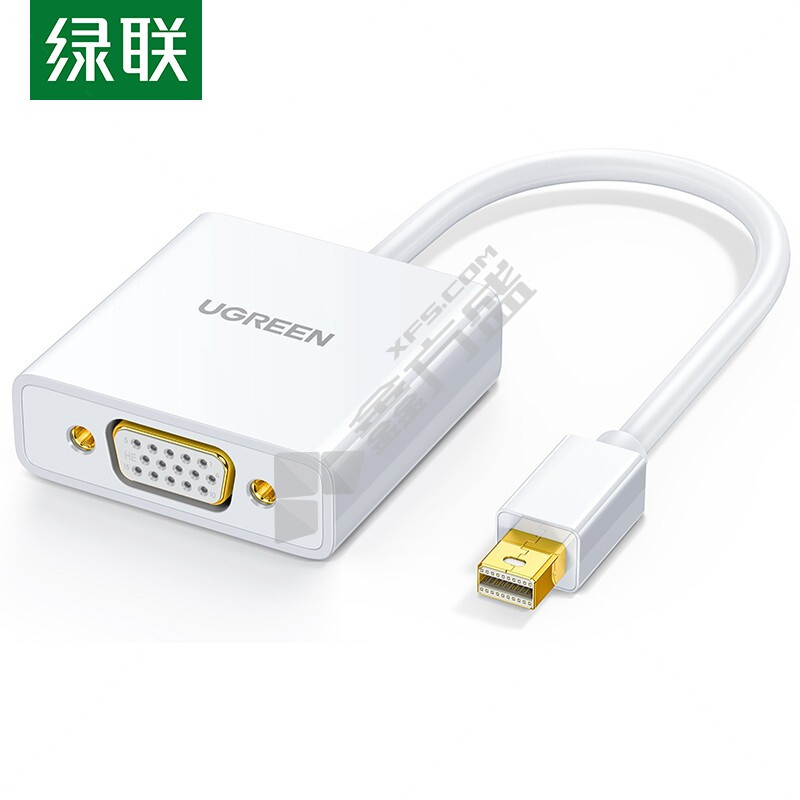 绿联UGREEN 视频转换器10458 10458 Mini DP转VGA  白