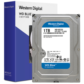 西部数据WD10EZEX 蓝盘 1T台式机械硬盘 3.5英寸 1T 台式机械硬盘 7200转 64MB SATA接口