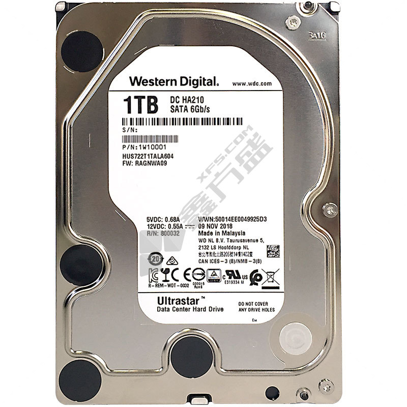 西部数据 3.5英寸7200转128MB企业级硬盘 1T 银色 SATA HUS722T1TALA604