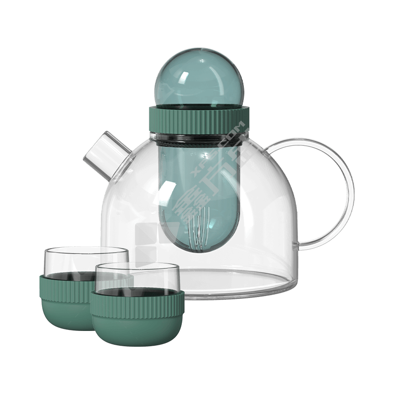 吻吻鱼 GT-U81TS 半径茶壶 茶壶800ml 水杯95ml 湖田绿 GT-U81TS