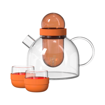 吻吻鱼 GT-U81TS 半径茶壶 茶壶800ml 水杯95ml 琥珀橙 GT-U81TS