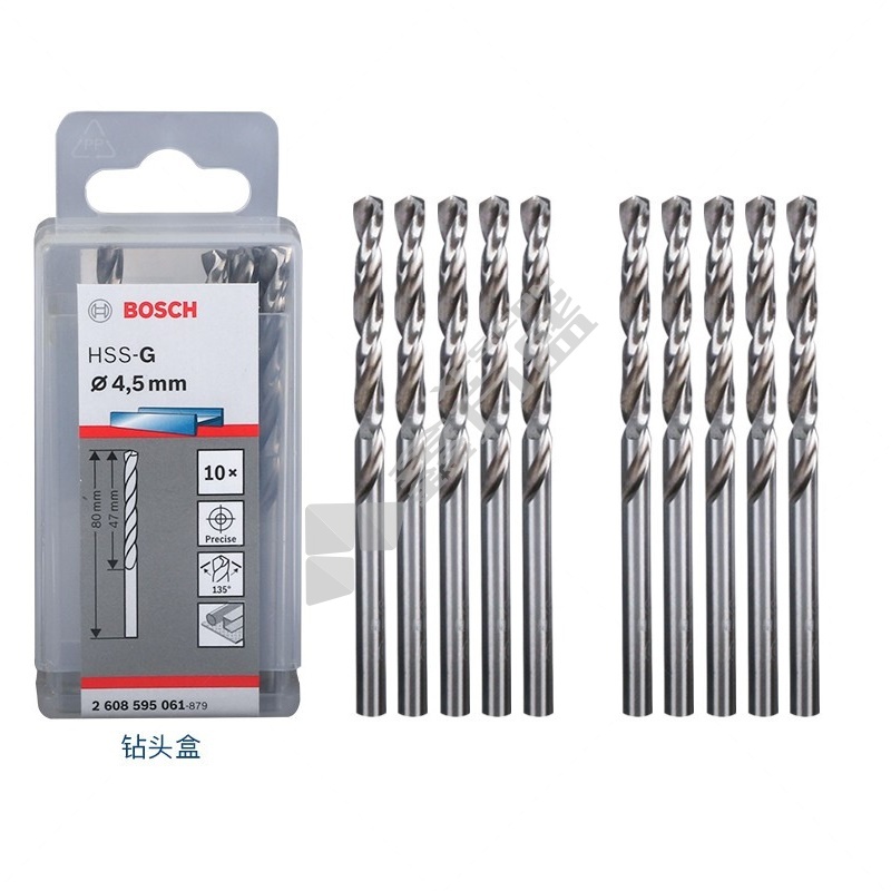 博世BOSCHHSS-G高速钢麻花钻头 磨制4.5mm(10支装) 2608595061