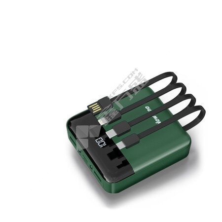 纽曼 AL03 自带线充电宝10000毫安 小巧便携三合一快充移动电源  绿色