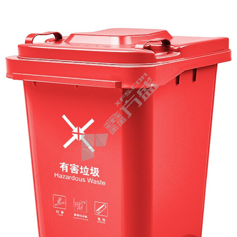 沪洋 垃圾桶带盖带轮 690*560*1000mm 有害垃圾 240L 红色