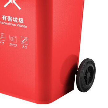 沪洋 垃圾桶带盖带轮 有害垃圾 240L 红色