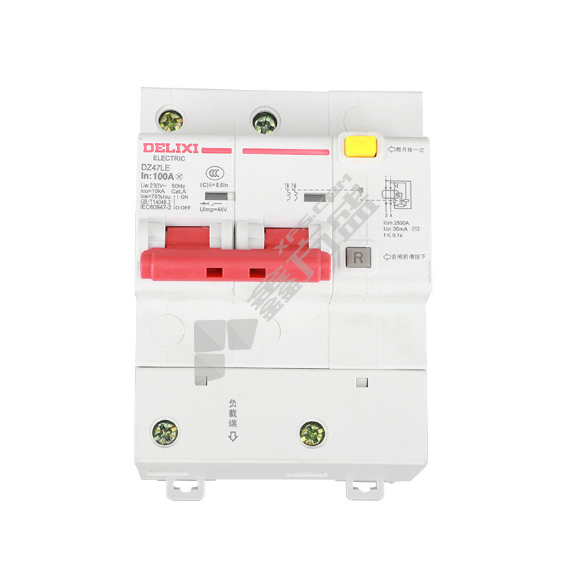 德力西DELIXI 小型漏电保护器DZ47LE125系列2P DZ47LE-125 li(D) 热磁式 100A 30mA 2P 10kA