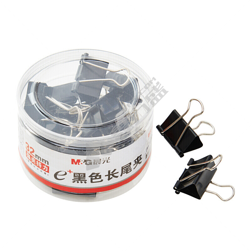 晨光 ABS92734 M&G EPLUS黑色长尾夹 32mm 黑色 24只/筒 ABS92734