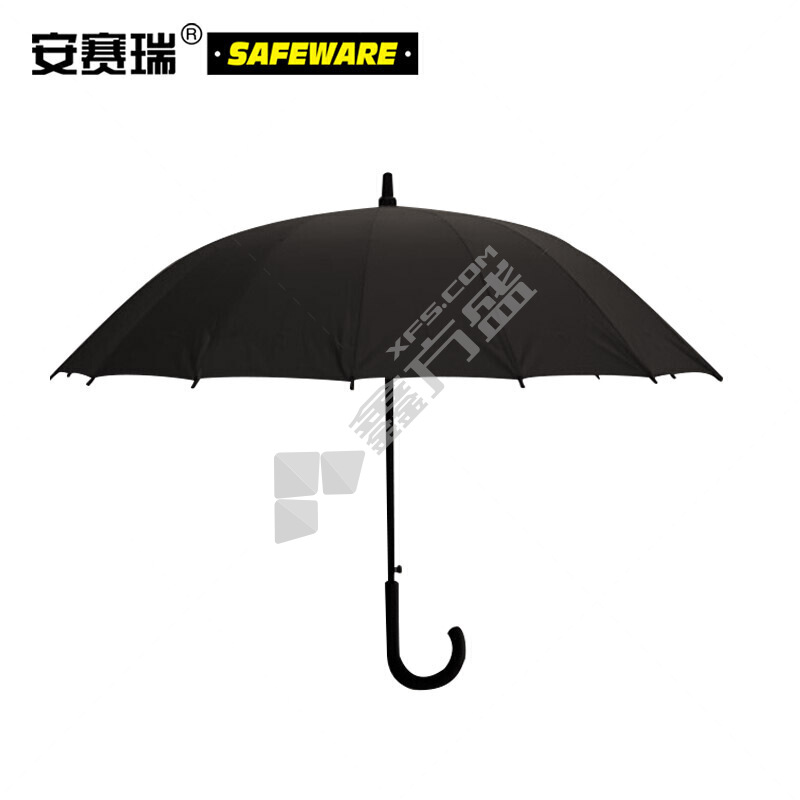 安赛瑞 小号商务长柄手动商务雨伞 60cm 16骨 黑色 39819