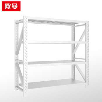 欧曼 4层中型层板货架 主架200kg 1500mm*600mm*2000mm 4层 200KG 白色