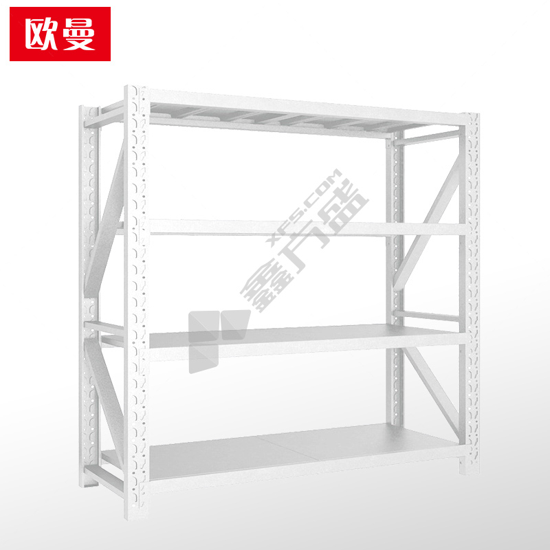 欧曼 4层中型层板货架 主架200kg 1500mm*600mm*2000mm 4层 200KG 白色