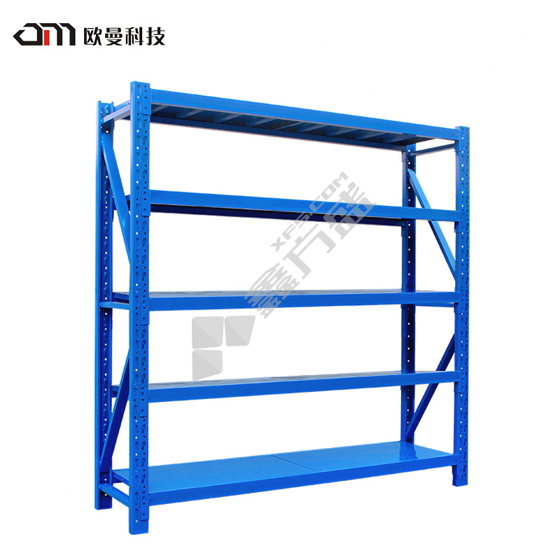 欧曼 5层中型层板货架 主架200kg 2000mm*600mm*2000mm 5层 200KG 蓝色