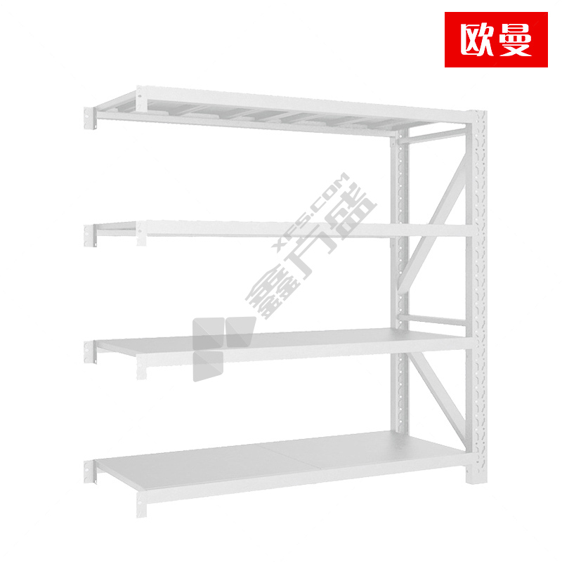 欧曼 4层中型层板货架 副架200kg 1500mm*600mm*2000mm 4层 200KG 白色
