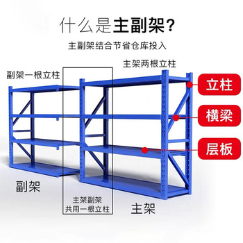 欧曼 4层中型层板货架 副架200kg 2000mm*600mm*2000mm 4层 200KG 蓝色