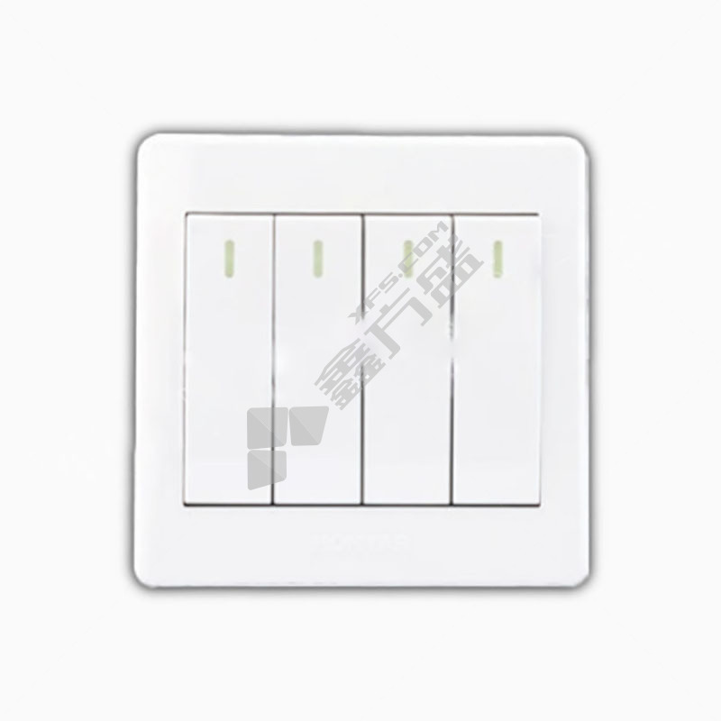 鸿雁 带荧光指示四位大翘板双路开关X3