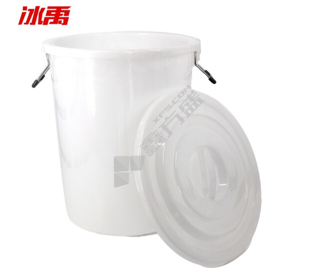 冰禹 BYA-112 大号加厚塑料圆桶 白色带盖50L