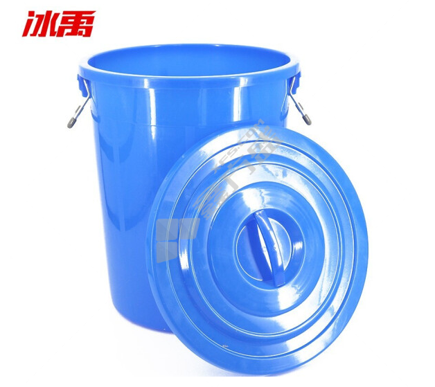 冰禹 BYA-112 大号加厚塑料圆桶 蓝色带盖280L