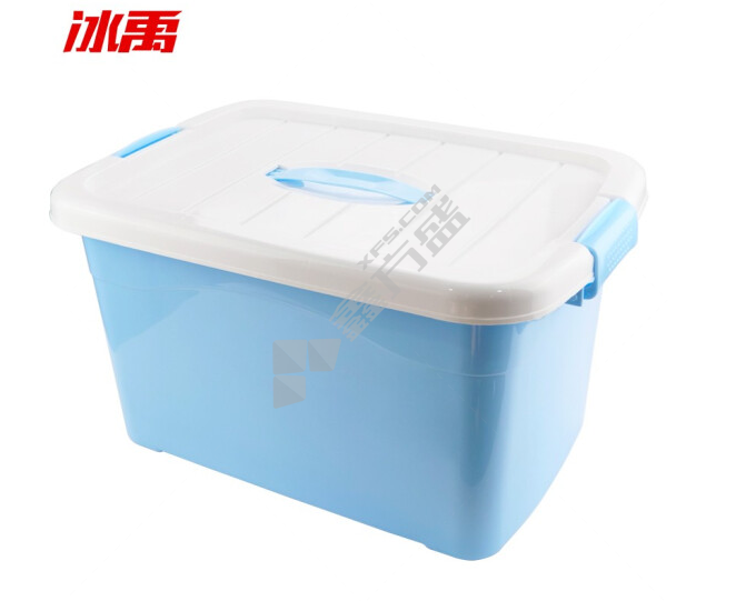 冰禹 BYA-234 塑料带提手收纳箱 大号27L 上口41*29cm底部35*22cm高度26cm 北欧蓝 27L