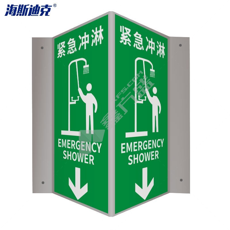 海斯迪克 塑料板V型警示标识 安全出口-自发光 150*300mm HK-434