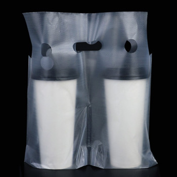 海斯迪克 HKL-47 一次性饮料外卖手提袋  双杯30cm约750ml(5丝) (1000个/包)