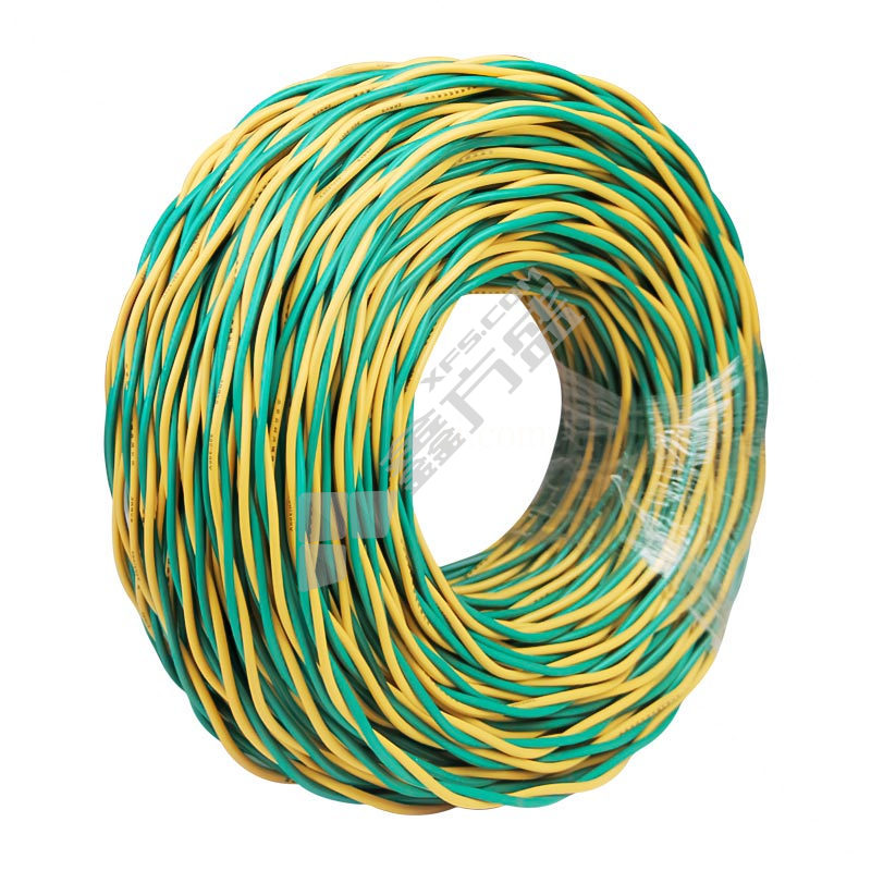 远东电缆 100米 低烟无卤阻燃B类双绞线 WDZB-RYJS 300/500V 2*1平方 黄绿色