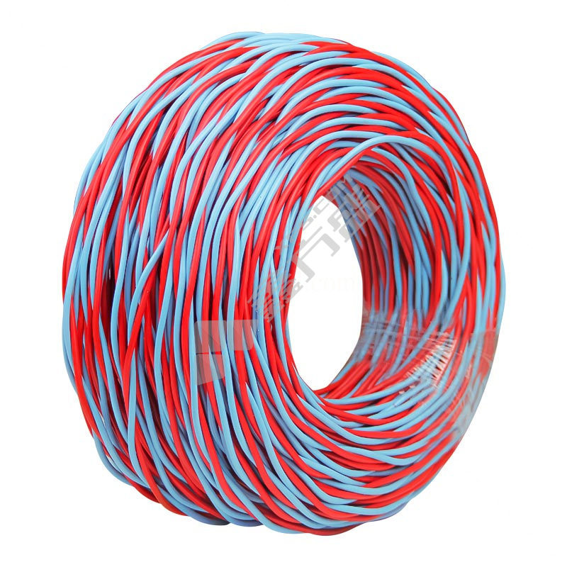 津达线缆 100米 低烟无卤阻燃C类双绞线 WDZC-RYJS 300/500V 2*1平方 红蓝色