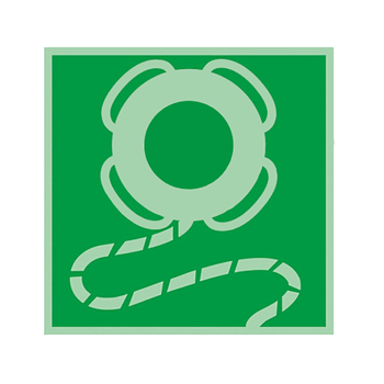 标识牌专家 IMO安全标识船舶平台IMO标识牌 铝+反光 150×150mm QSA113E1 1.5mm铝板+3M反光膜 带绳索救生圈