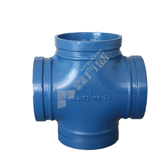 建支 沟槽异径四通 内外涂塑蓝