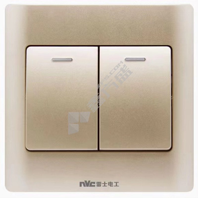 雷士NVC 二位单极开关带荧光大跷板 Q8沙金