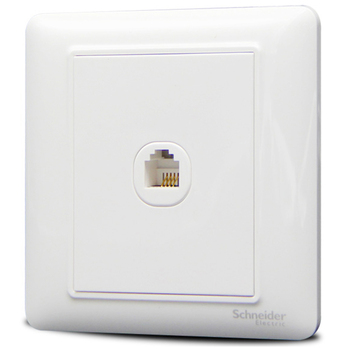 施耐德 畅意+系列一位电话插座 白色 有边框