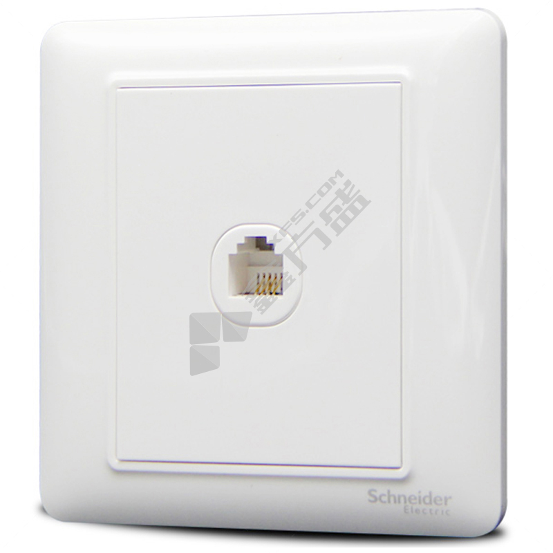 施耐德 畅意+系列一位电话插座 白色 有边框