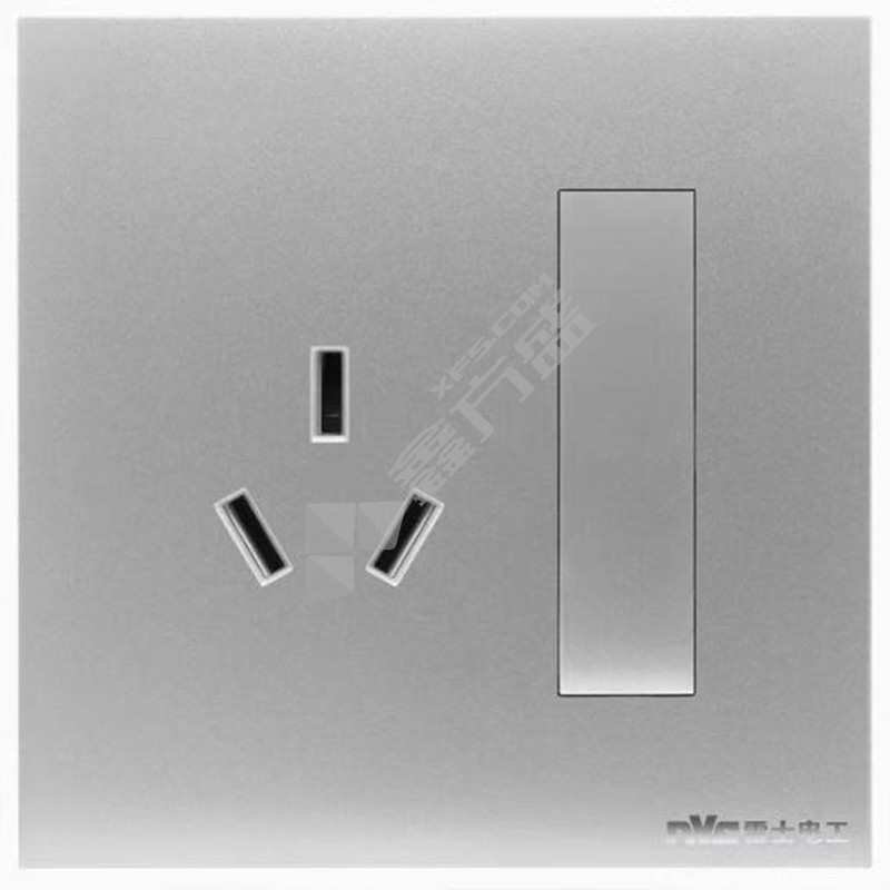 雷士三孔插座带一位16AQ8辉月灰