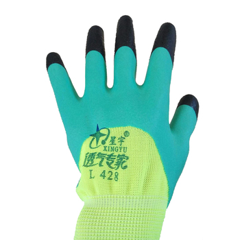 星宇 L428 透气专家黑加强指手套 均码 荧光绿 428