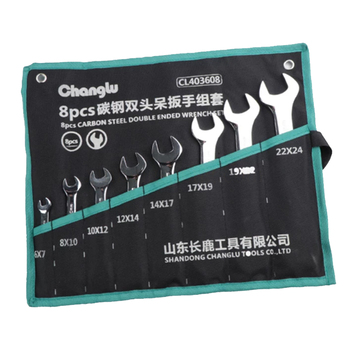 长鹿碳钢镜面双头呆扳手组套 6~24mm 8件套 403608